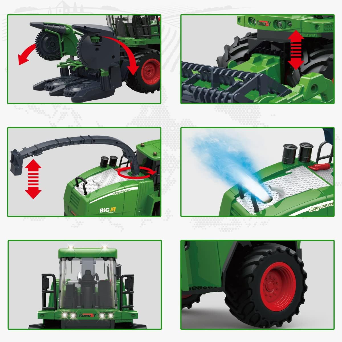 RC Farm & Construction Vehicle Collection – Tractors, Harvesters, Dump Trucks & Farm Playsets (Multiple Models) - with 1:24 RC Silage Harvester Spray & Lights | Sold by Uncle Wiener's Wholesale