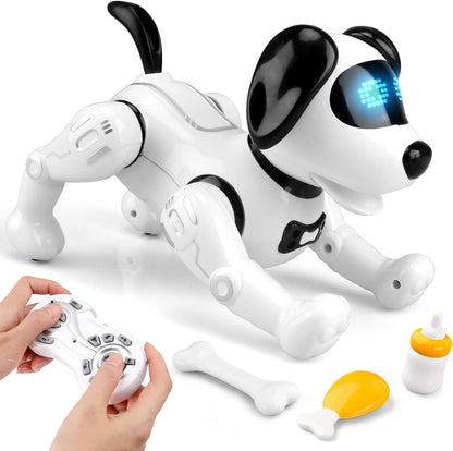 RC Robot Dog Toy with Music – Remote Control Smart Puppy w/ Battery & USB Charger EPT770120 - with White | Sold by Uncle Wiener's Wholesale