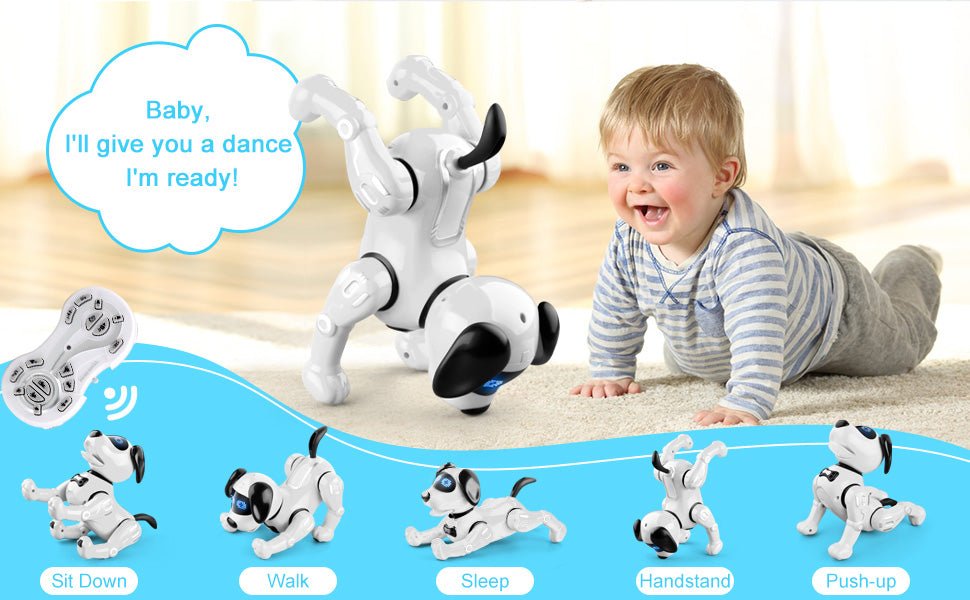 RC Robot Dog Toy with Music – Remote Control Smart Puppy w/ Battery & USB Charger EPT770120 - with Yellow | Sold by Uncle Wiener's Wholesale