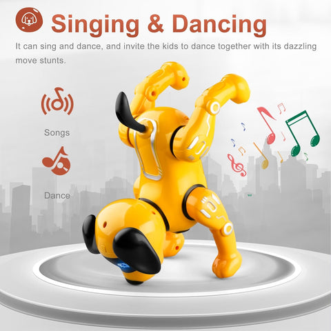 RC Robot Dog Toy with Music – Remote Control Smart Puppy w/ Battery & USB Charger EPT770120 - with Yellow | Sold by Uncle Wiener's Wholesale