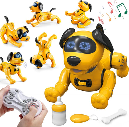 RC Robot Dog Toy with Music – Remote Control Smart Puppy w/ Battery & USB Charger EPT770120 - with Yellow | Sold by Uncle Wiener's Wholesale