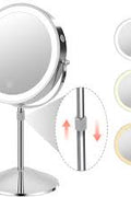 Rechargeable 8" Double - Sided LED Vanity Makeup Mirror | 1X/10X Magnification, 360° Rotation 16813 - with | Sold by Uncle Wiener's Wholesale