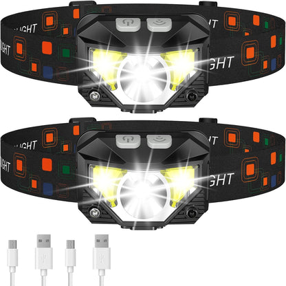 Rechargeable LED Headlamp 2 - Pack 1200 Lumens Ultra - Light Headlight with White & Red Light Modes 6047L - with | Sold by Uncle Wiener's Wholesale
