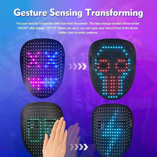 Rechargeable LED Message Mask – Programmable Light - Up Face Display – JXMM17 - with | Sold by Uncle Wiener's Wholesale