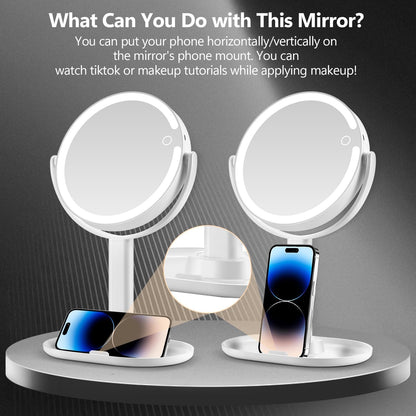 Rechargeable Lighted Makeup Mirror – 1X/10X Dual - Sided with 3 - Color LED – JXVM118 - with | Sold by Uncle Wiener's Wholesale