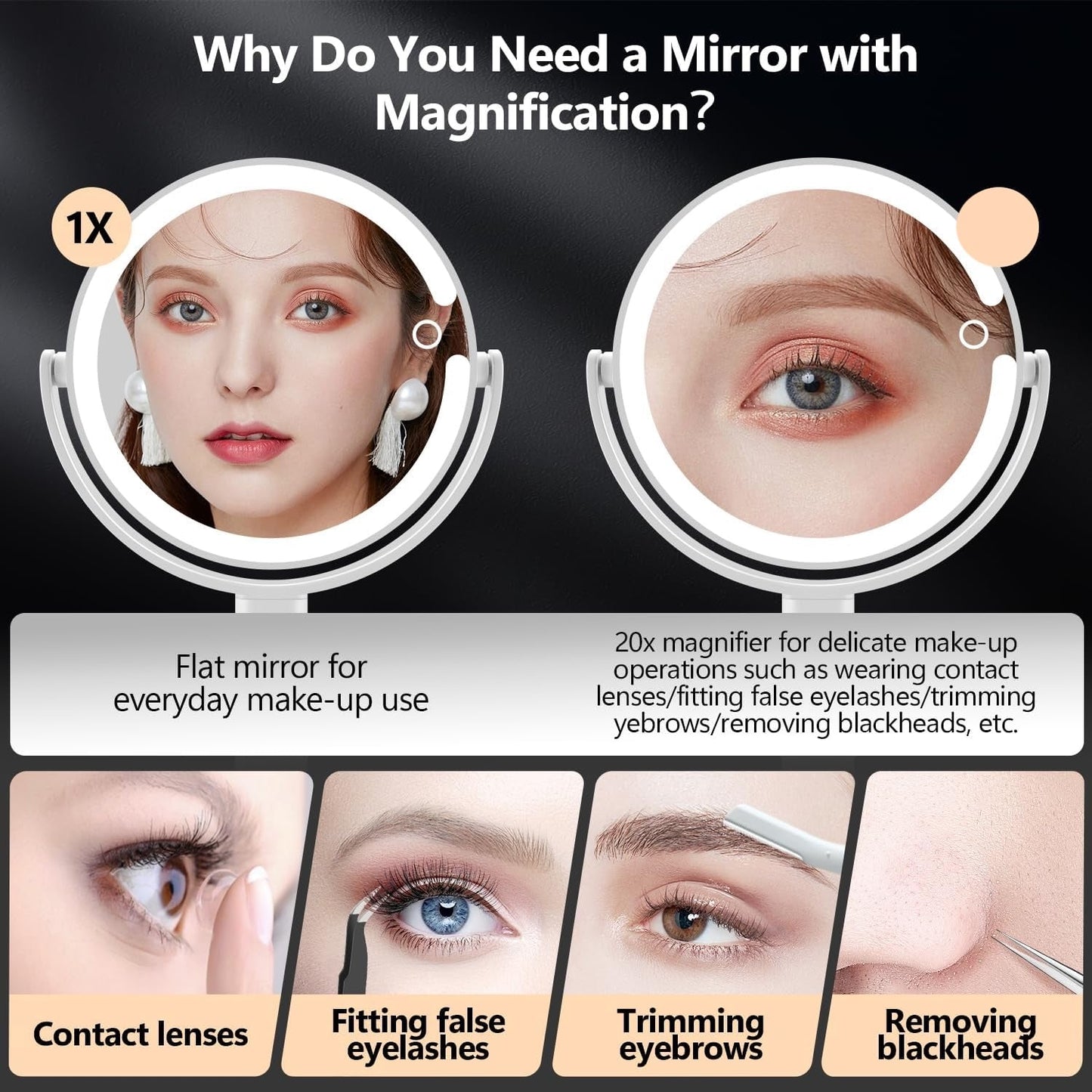 Rechargeable Lighted Makeup Mirror – 1X/10X Dual - Sided with 3 - Color LED – JXVM118 - with | Sold by Uncle Wiener's Wholesale