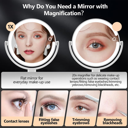 Rechargeable Lighted Makeup Mirror – 1X/10X Dual - Sided with 3 - Color LED – JXVM118 - with | Sold by Uncle Wiener's Wholesale