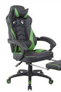Reclining Racing - Style Gaming Chair with Footrest | Ergonomic Adjustable Seat - with Green / Black | Sold by Uncle Wiener's Wholesale