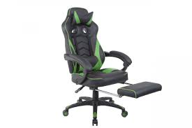 Reclining Racing - Style Gaming Chair with Footrest | Ergonomic Adjustable Seat - with Green / Black | Sold by Uncle Wiener's Wholesale