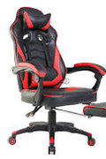 Reclining Racing - Style Gaming Chair with Footrest | Ergonomic Adjustable Seat - with Red / Black | Sold by Uncle Wiener's Wholesale