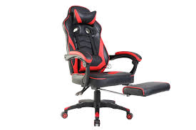 Reclining Racing - Style Gaming Chair with Footrest | Ergonomic Adjustable Seat - with Red / Black | Sold by Uncle Wiener's Wholesale