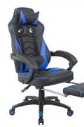 Reclining Racing - Style Gaming Chair with Footrest | Ergonomic Adjustable Seat - with Blue / Black | Sold by Uncle Wiener's Wholesale