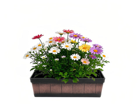 Rectangular Flower Pot – 18" Faux Wood Plastic Planter Box, Durable PP G5781 - with | Sold by Uncle Wiener's Wholesale