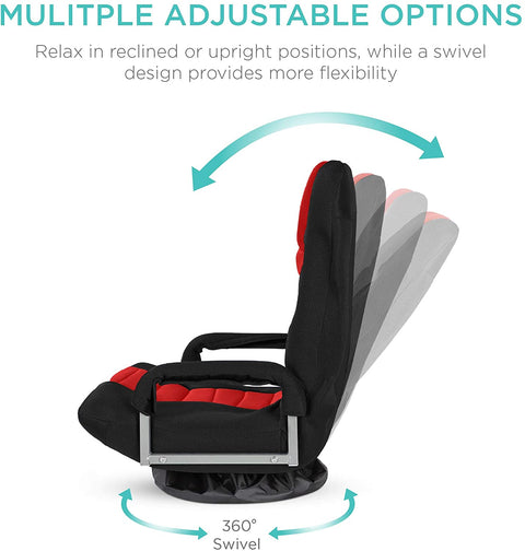 Red & Black 360° Swivel Gaming Chair with Lumbar Support | Ergonomic Seat 1215919 - with RED & BLACK | Sold by Uncle Wiener's Wholesale