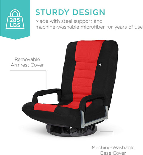 Red & Black 360° Swivel Gaming Chair with Lumbar Support | Ergonomic Seat 1215919 - with RED & BLACK | Sold by Uncle Wiener's Wholesale