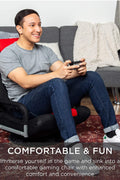 Red & Black 360° Swivel Gaming Chair with Lumbar Support | Ergonomic Seat 1215919 - with RED & BLACK | Sold by Uncle Wiener's Wholesale