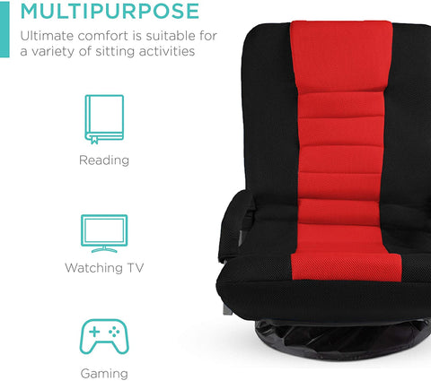 Red & Black 360° Swivel Gaming Chair with Lumbar Support | Ergonomic Seat 1215919 - with RED & BLACK | Sold by Uncle Wiener's Wholesale