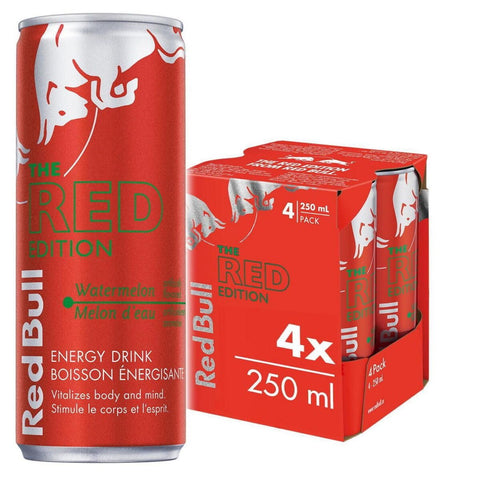 Red Bull Energy Drink – Green & Red Editions (250 mL Cans) - with Red Edition – Watermelon | 4 × 250 mL | Sold by Uncle Wiener's Wholesale