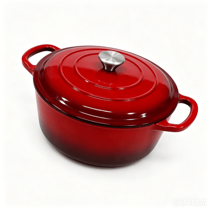 Red Enameled Cast Iron Dutch Oven with Oversized Knob for Bread Baking, Braising, Roasting, Soups, Stews & One - Pot Cooking - with 5 quart / 4.7 L | Sold by Uncle Wiener's Wholesale
