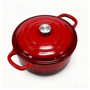 Red Enameled Cast Iron Dutch Oven with Oversized Knob for Bread Baking, Braising, Roasting, Soups, Stews & One-Pot Cooking