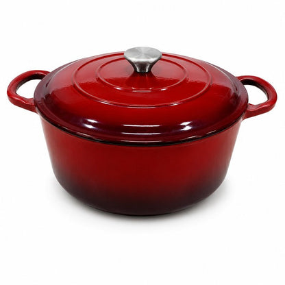 Red Enameled Cast Iron Dutch Oven with Oversized Knob for Bread Baking, Braising, Roasting, Soups, Stews & One - Pot Cooking - with 6 quart / 5.7 L | Sold by Uncle Wiener's Wholesale
