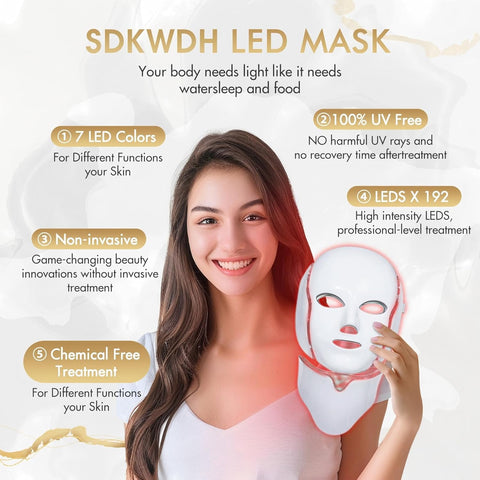 Red Light Therapy for face, 7 Colors LED Face Mask Light Therapy, Led Face Mask Light Therapy At Home, Blue Red Light Therapy Mask for Face - with | Sold by Uncle Wiener's Wholesale
