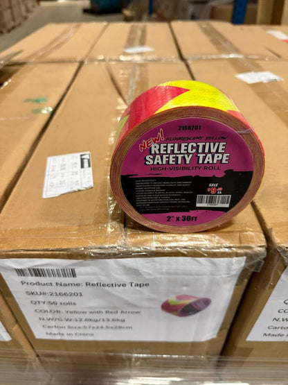 Reflective Safety Tape | 2" x 30 FT – Silver & Yellow or Red High - Visibility Roll - General Equipment with RED | Sold by Uncle Wiener's Wholesale