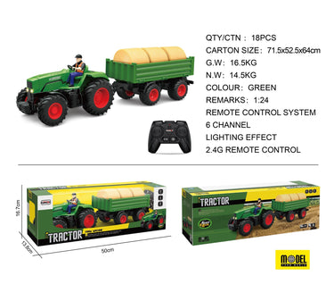 Remote Control Farm Tractor Toy with Hay Bale Trailer CPS343054 - with | Sold by Uncle Wiener's Wholesale