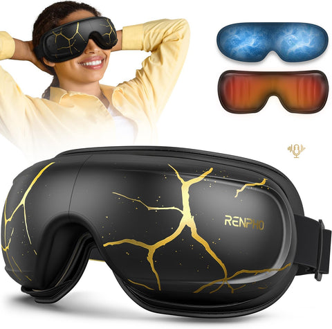 RENPHO Eye Massager with Heat and Cooling, Birthday Gifts for Women/Men, Eyeris Kintsugi FSA/HSA Eligible Voice Control Eye Mask for Migraines, Eye Care Device for Relaxation - with | Sold by Uncle Wiener's Wholesale