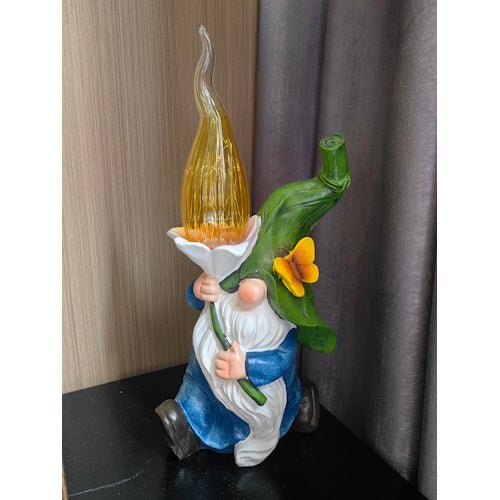 Resin Garden Gnome Figurine with Solar Light for Patio, Yard, Lawn, Garden & Outdoor Decor IV22041 - with | Sold by Uncle Wiener's Wholesale