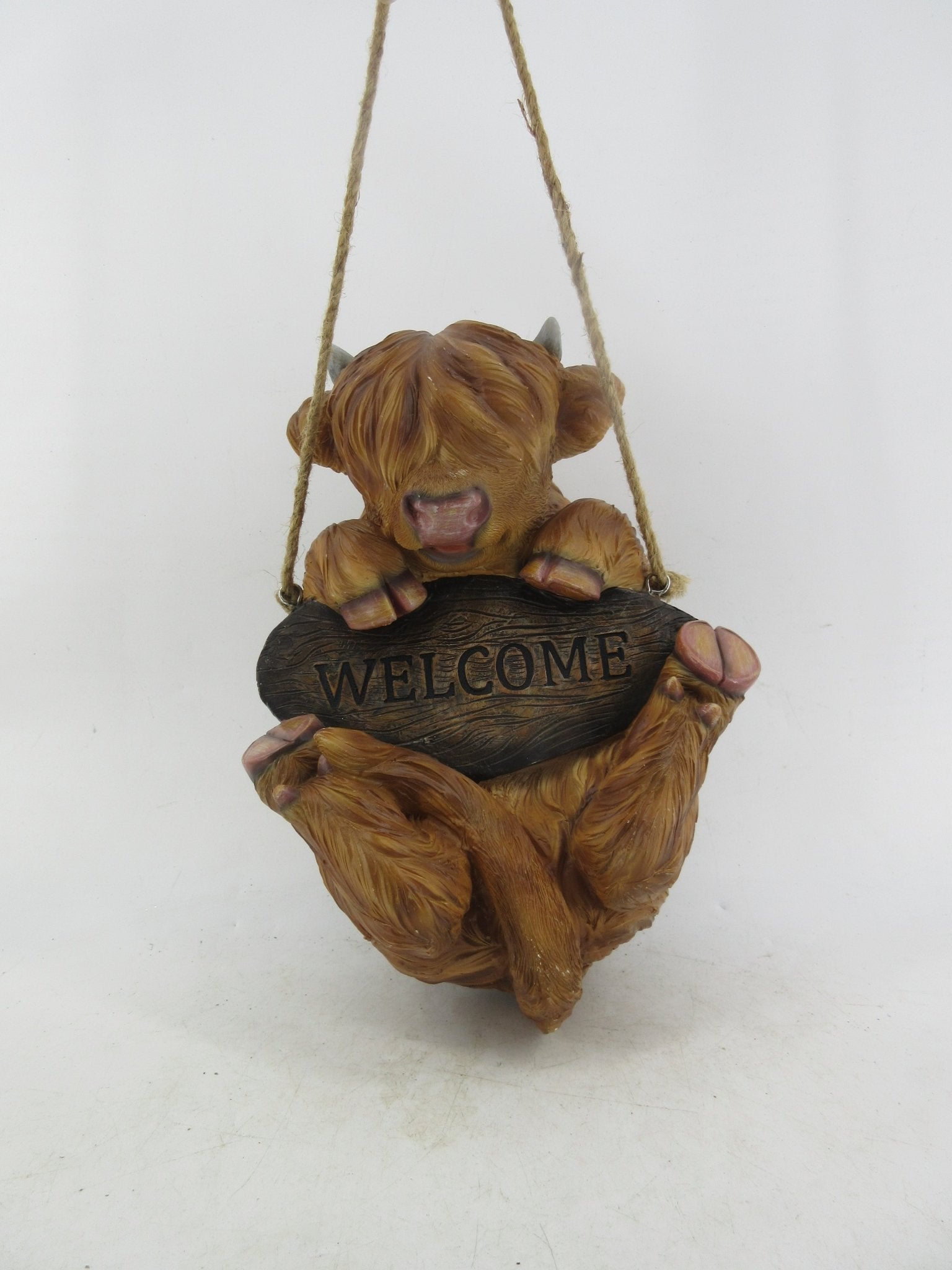 Resin Indoor & Outdoor Garden Statues Collection – Whimsical Polyresin Animal Décor | Shop Now - with Cow “Welcome” Hanging Statue | Sold by Uncle Wiener's Wholesale