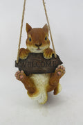 Resin Indoor & Outdoor Garden Statues Collection – Whimsical Polyresin Animal Décor | Shop Now - with Brown Squirrel Welcome Hanging Statue | Sold by Uncle Wiener's Wholesale