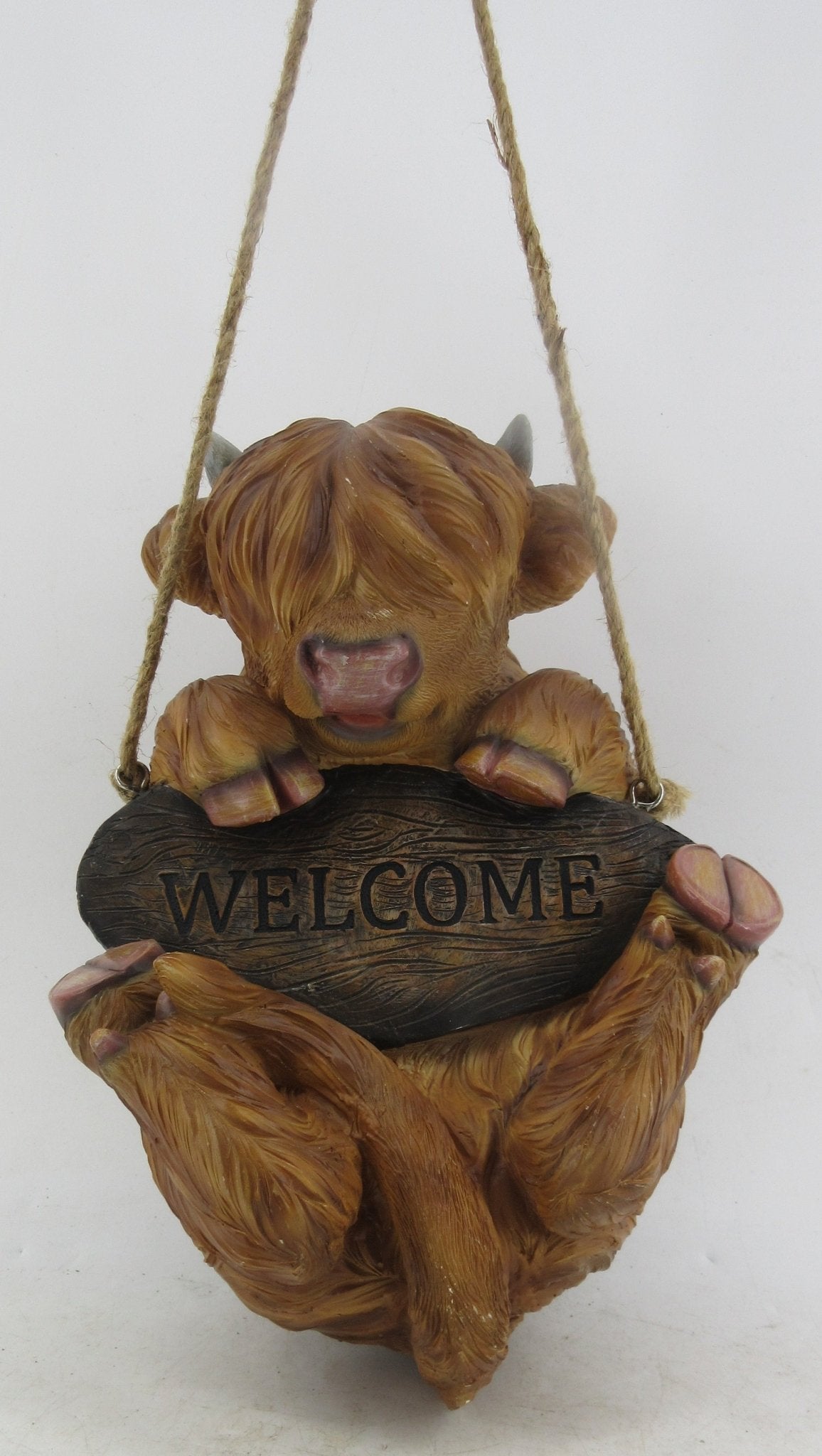 Resin Indoor & Outdoor Garden Statues Collection – Whimsical Polyresin Animal Décor | Shop Now - with Cow “Welcome” Hanging Statue | Sold by Uncle Wiener's Wholesale