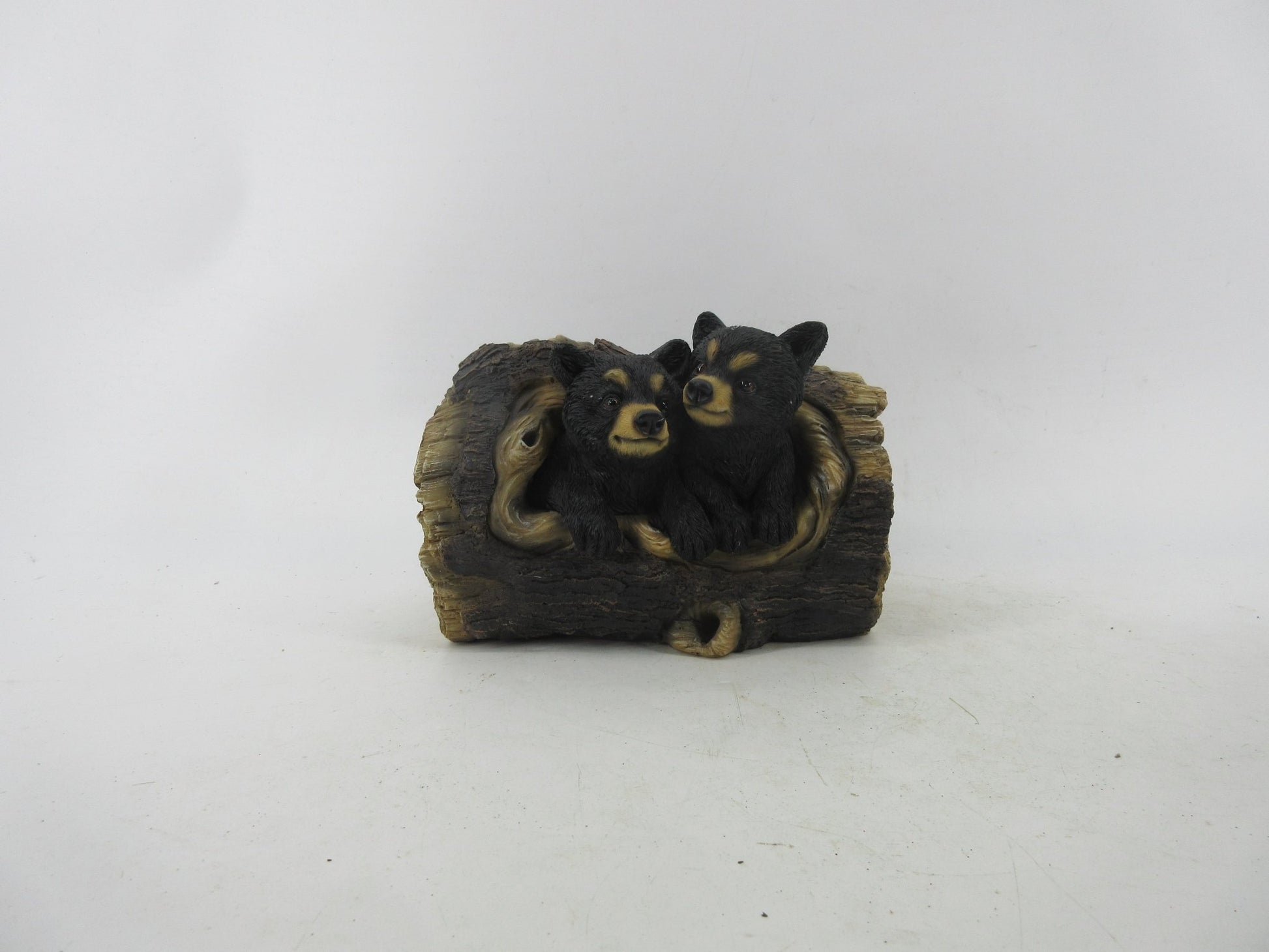 Resin Indoor & Outdoor Garden Statues Collection – Whimsical Polyresin Animal Décor | Shop Now - with Black Bears in Log Statue | Sold by Uncle Wiener's Wholesale