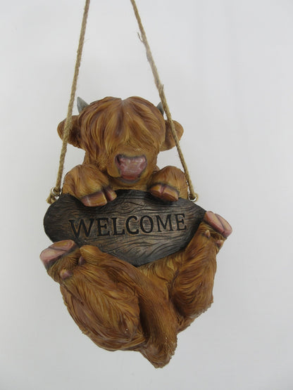Resin Indoor & Outdoor Garden Statues Collection – Whimsical Polyresin Animal Décor | Shop Now - with Cow “Welcome” Hanging Statue | Sold by Uncle Wiener's Wholesale