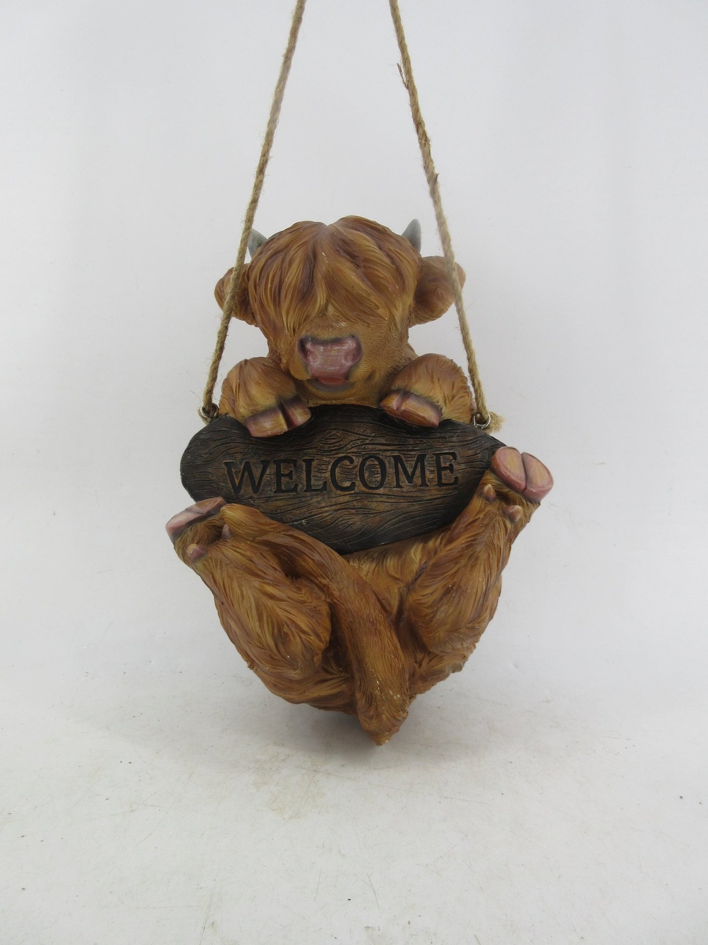 Resin Indoor & Outdoor Garden Statues Collection – Whimsical Polyresin Animal Décor | Shop Now - with Cow “Welcome” Hanging Statue | Sold by Uncle Wiener's Wholesale
