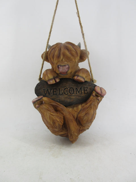 Resin Indoor & Outdoor Garden Statues Collection – Whimsical Polyresin Animal Décor | Shop Now - with Cow “Welcome” Hanging Statue | Sold by Uncle Wiener's Wholesale