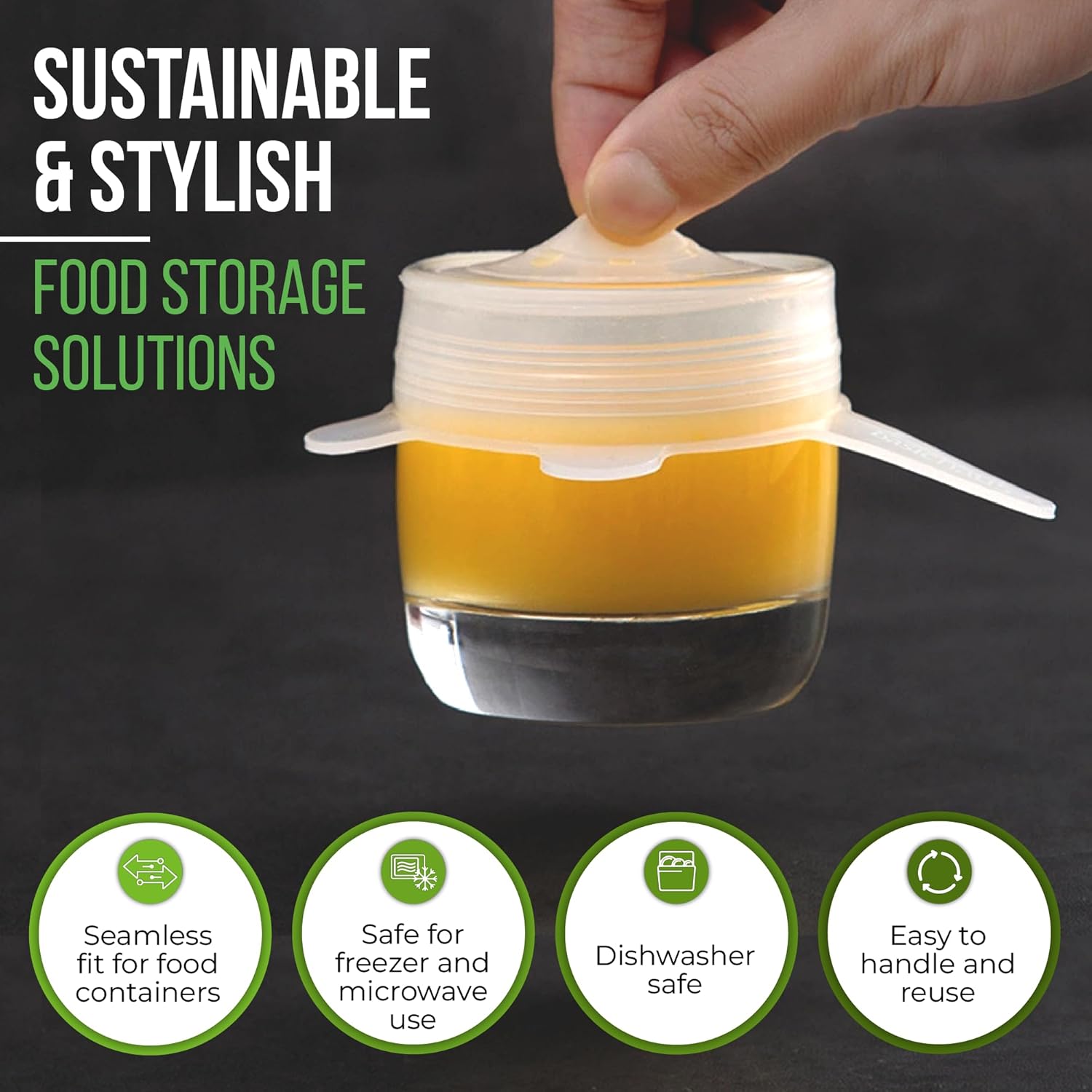 Reusable Silicone Stretch Lids 6 - Pack Food Storage Covers 2″ Height SSL0655 - with | Sold by Uncle Wiener's Wholesale