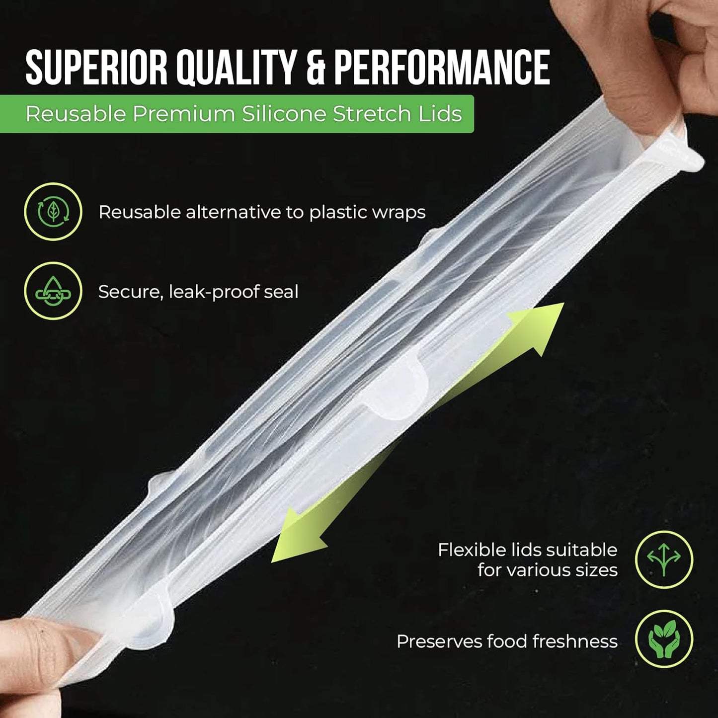 Reusable Silicone Stretch Lids 6 - Pack Food Storage Covers 2″ Height SSL0655 - with | Sold by Uncle Wiener's Wholesale