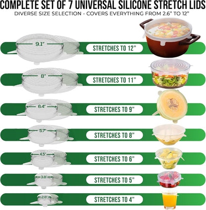 Reusable Silicone Stretch Lids 6 - Pack Food Storage Covers 2″ Height SSL0655 - with | Sold by Uncle Wiener's Wholesale
