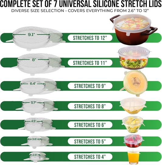 Reusable Silicone Stretch Lids 6 - Pack Food Storage Covers 2″ Height SSL0655 - with | Sold by Uncle Wiener's Wholesale