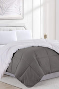 Reversible Down Alternative Comforter – Hypoallergenic Microfiber Blanket, Dark Gray/Light Gray (Queen & King) - with KING | Sold by Uncle Wiener's Wholesale