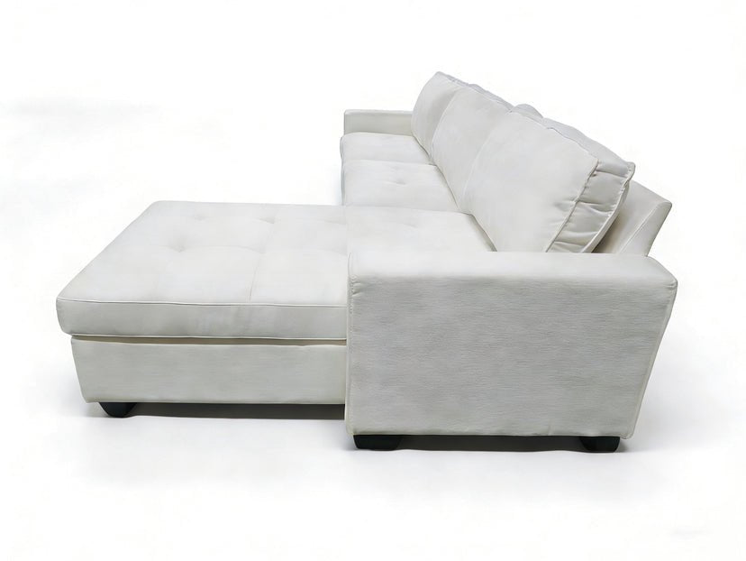 Reversible L Shape Sectional Sofa Fabric Corner Couch Left Right Chaise BT2626 - with White Fabric | Sold by Uncle Wiener's Wholesale