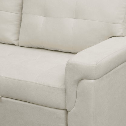 Reversible Sleeper Sectional Sofa with Storage Chaise – Pull - Out Bed for Apartments - with Caramel Leather | Sold by Uncle Wiener's Wholesale