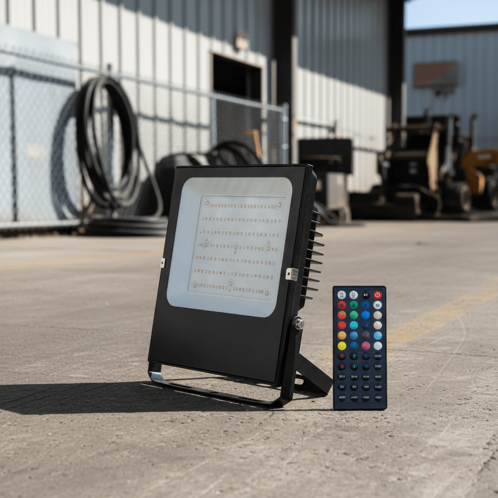 RGB Remote Controlled LED Flood Light | 60W & 100W, 44-Key Remote, IP66 Waterproof - General Equipment with 60 Watt | Sold by Uncle Wiener's Wholesale