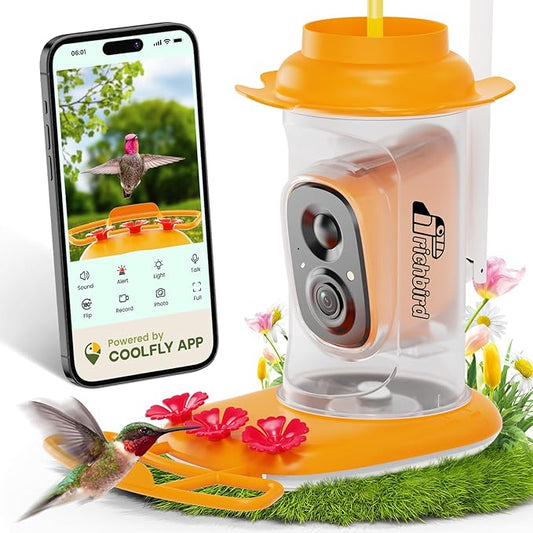 RichBird Smart Hummingbird Feeder with Camera Solar Powered AI Bird Feeder - with Orange | Sold by Uncle Wiener's Wholesale
