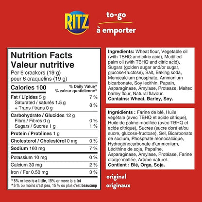 RITZ To - Go Original Crackers 334g 8 Individually Wrapped Cracker Stacks - Snack with | Sold by Uncle Wiener's Wholesale