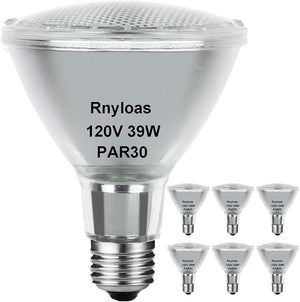 Rnyloas PAR30 Long Neck Halogen Light Bulbs – 39W 120V E26 Dimmable Flood Lights, 400 Lumens, 2800K Warm White