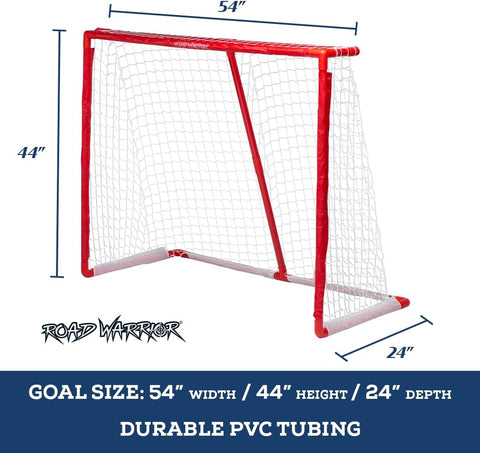 Road Warrior PVC Street Hockey Hockey Net | Hockey Nets for Kids | 54" PVC Hockey Net Designed for Street Hockey | The Perfect Starter Hockey Goal - with Red | Sold by Uncle Wiener's Wholesale