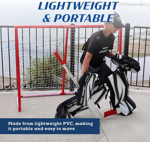 Road Warrior PVC Street Hockey Hockey Net | Hockey Nets for Kids | 54" PVC Hockey Net Designed for Street Hockey | The Perfect Starter Hockey Goal - with Red | Sold by Uncle Wiener's Wholesale
